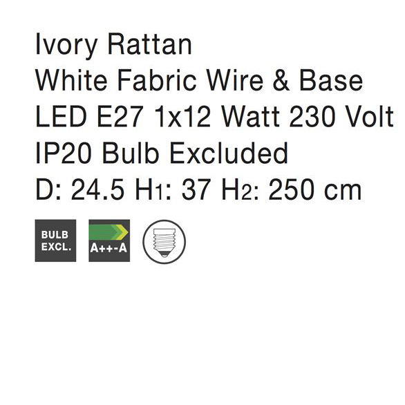 Lustra tip pendul alba/natur Mimmi, din ratan, Ø 25 cm, inaltime reglabila, 9587162 - Novaluce [10]