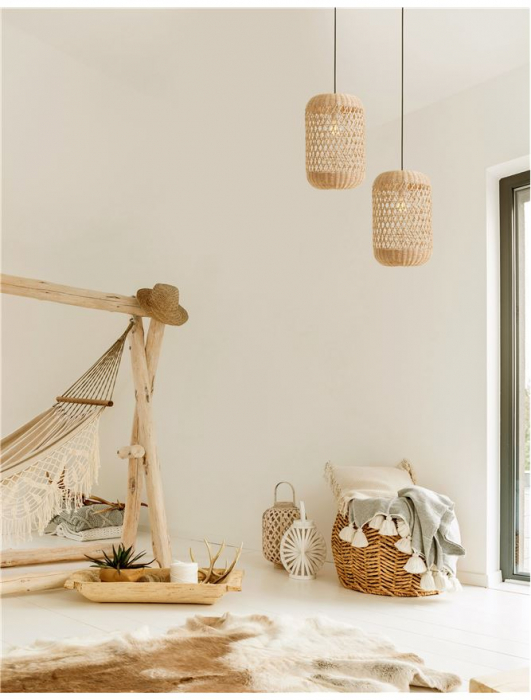 Lustra tip pendul alba/natur Mimmi, din ratan, Ø 25 cm, inaltime reglabila, 9587162 - Novaluce [11]