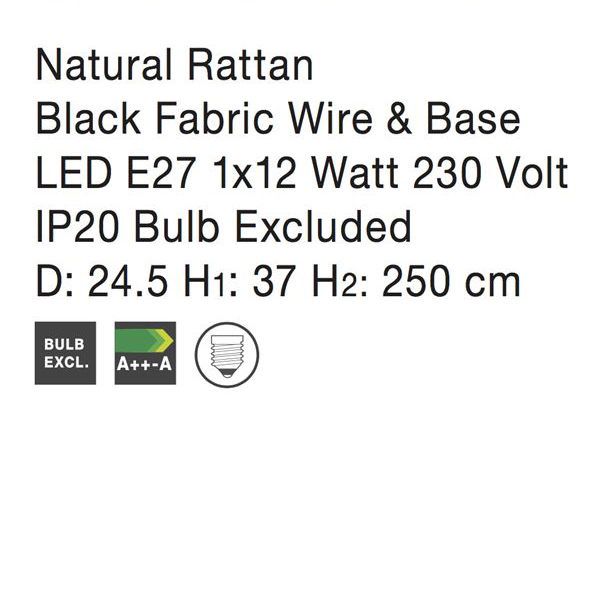 Lustra tip pendul alba/natur Mimmi, din ratan, Ø 25 cm, inaltime reglabila, 9587162 - Novaluce [18]