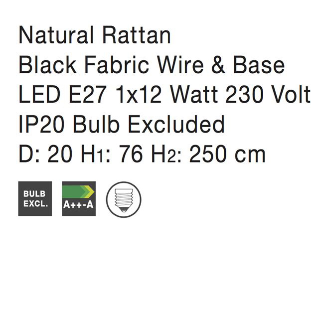​​​​​​​Lustra tip pendul premium Ebra, din ratan, Ø 20 cm, inaltime reglabila, 9585081 - Novaluce [10]