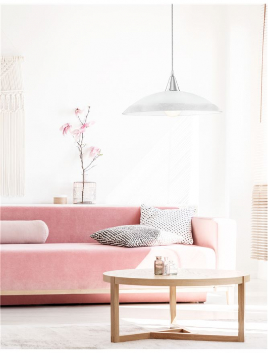 Lustra tip pendul rotunda alb-argintiu Cecil, Ø 40 cm, din sticla, inaltime reglabila, 7326324 - Novaluce [2]