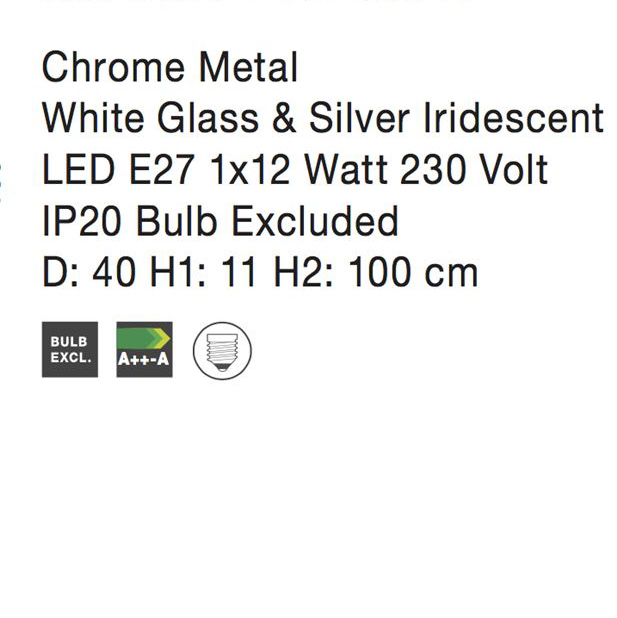 Lustra tip pendul rotunda alb-argintiu Cecil, Ø 40 cm, din sticla, inaltime reglabila, 7326324 - Novaluce [4]