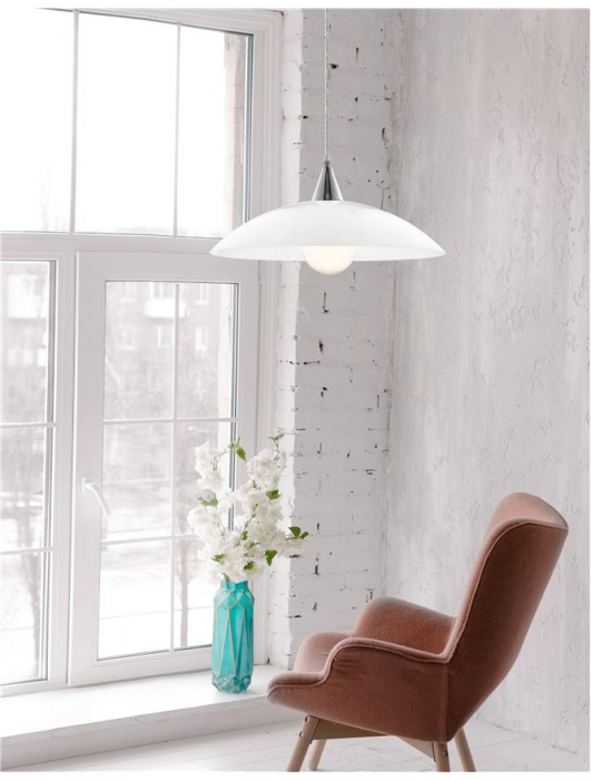 Lustra tip pendul rotunda alb-argintiu Tropi, Ø 40 cm, din sticla, inaltime reglabila, 6302361 - Novaluce [2]