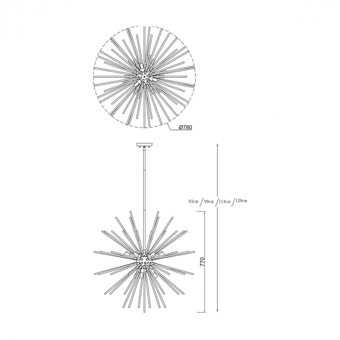 Lustra sferica aurie URCHIN Ø78 cm, design modern metal/sticla, 003064-011261 - Zumaline [3]