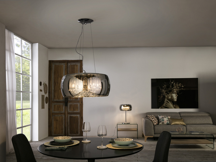 Lustra pendul lux crom Paloma Ø 50 cm, din sticla, inaltime reglabila, 508111 - Schuller [6]