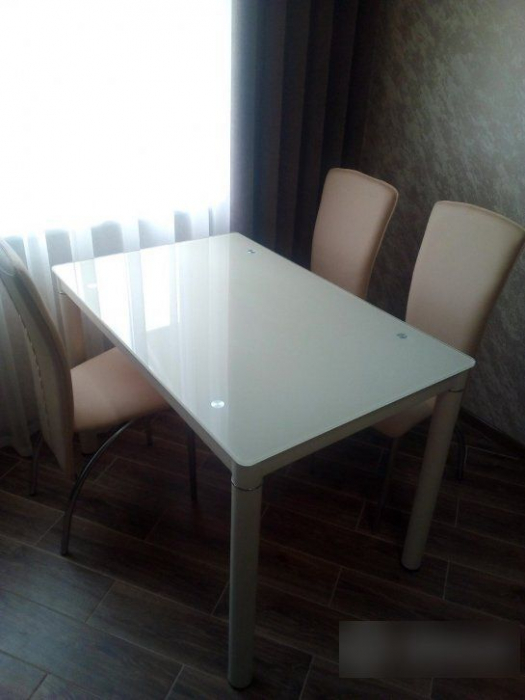 Masa alba bucatarie Galant 100x60 cm, sticla si metal, GALANTB100X60 - Signal [3]