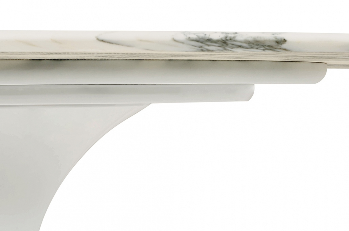 Masa alba extravaganta Leone 200x120 cm, blat alb marmura italiana Arabescato/picior central alb lucios, RT-335V.ARABESCATO - King [3]
