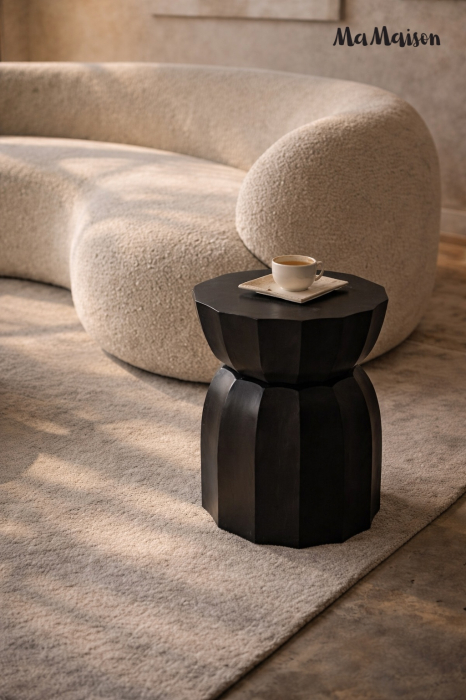 Masă Auxiliară Rolling 35x35x46 cm, Lemn Mango Negru - MaMaison [6]
