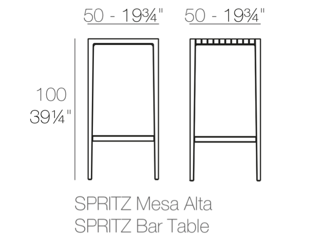 Masa bar exterior Spritz 50x50x100 cm, polipropilena, diverse culori, 56018 W - Vondom [8]