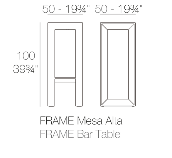 Masa bar Faz 50x50x100 cm polipropilena mata/lacuita, design modern, 54075 - Vondom [2]