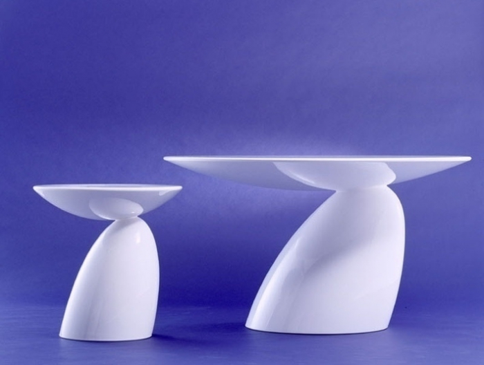 Masa cafea alba lucios design modern Fausta 60 x 60 cm, fibra de sticla, JH-064 - King [2]