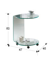 Masa cafea transparenta Remina, 45x47 cm, din sticla securizată cu roti, 552672 - Schuller [3]