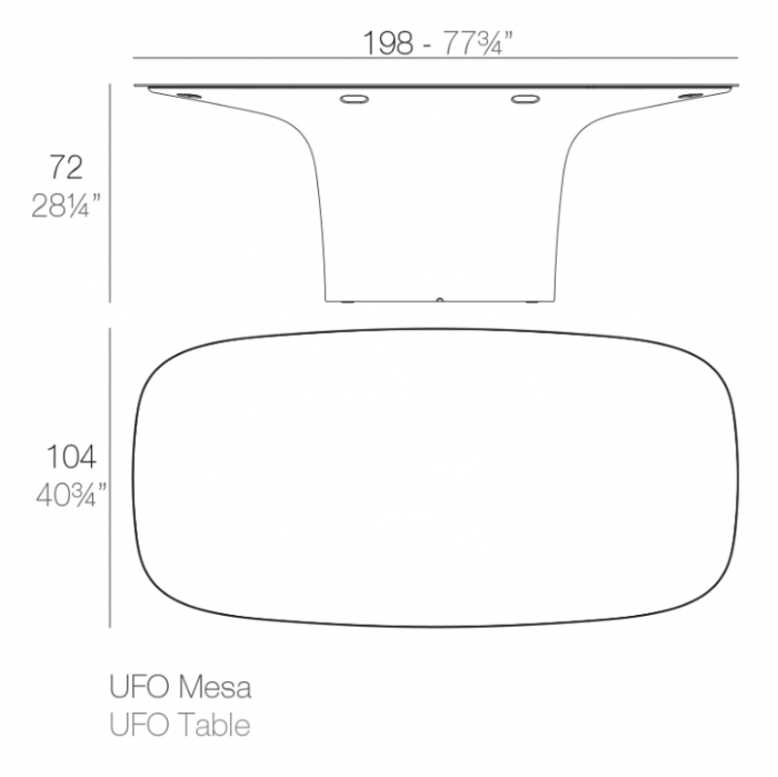 Masa cu iluminare LED UFO 200x100x72 cm din polipropilena, diverse culori, 63006 - Vondom [2]