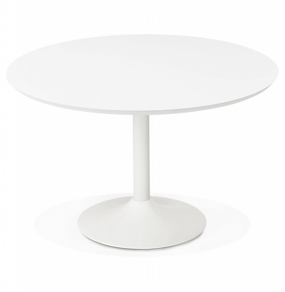 Masa rotunda alba MDF Buro 90 cm, picior cental alb otel, design modern, DT00640WH - Kokoon [3]