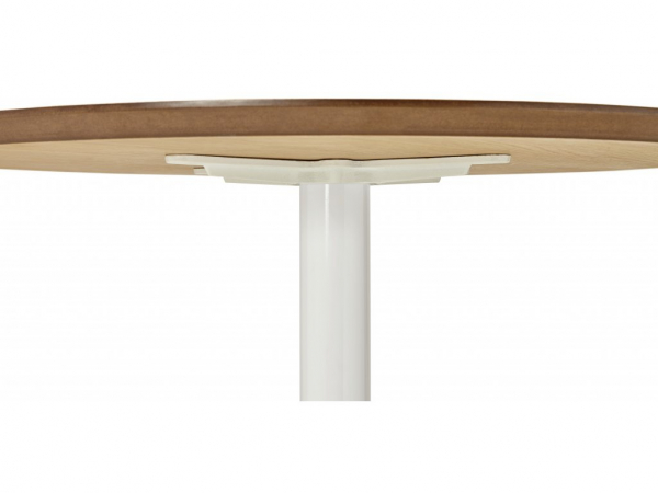 Masa rotunda Buro 90 cm MDF lemn natur, picior central alb otel, DT00650NA - Kokoon [4]