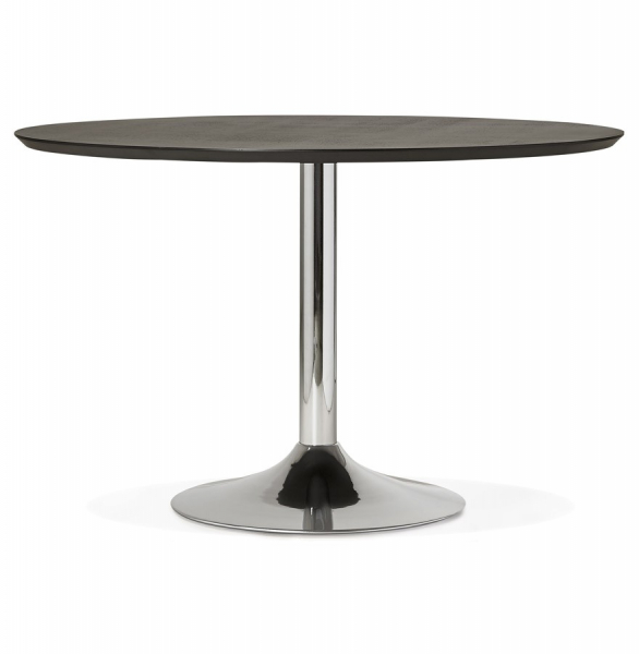 Masa rotunda neagra Bleta 120 cm MDF textura lemn / picior central crom otel, DT00520BL - Kokoon [2]