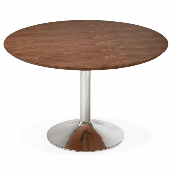 Masa rotunda nuc Bleta 120 cm MDF furnir natural / picior central crom otel, DT00500WA - Kokoon [3]