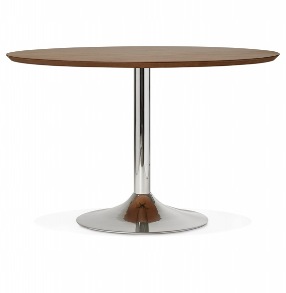 Masa rotunda nuc Bleta 120 cm MDF furnir natural / picior central crom otel, DT00500WA - Kokoon [2]