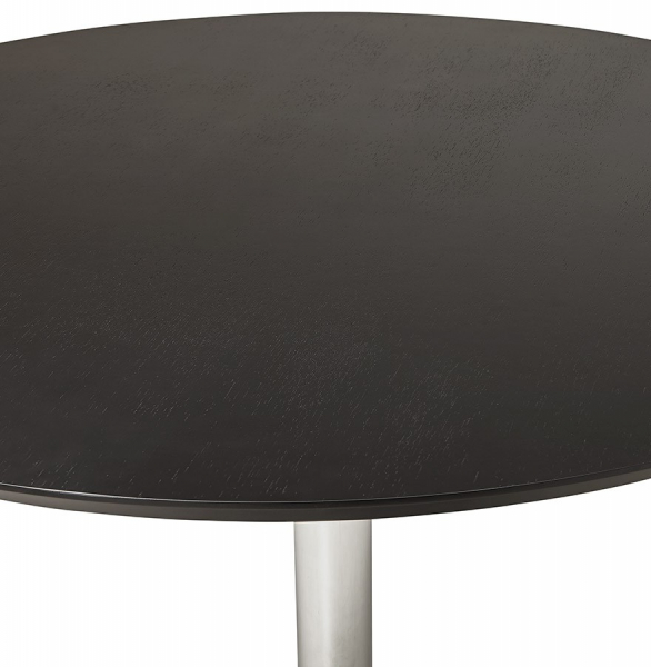 Masa rotunda neagra Bleta 90 cm MDF negru textura lemn, picior central crom otel, DT00700BL - Kokoon [4]