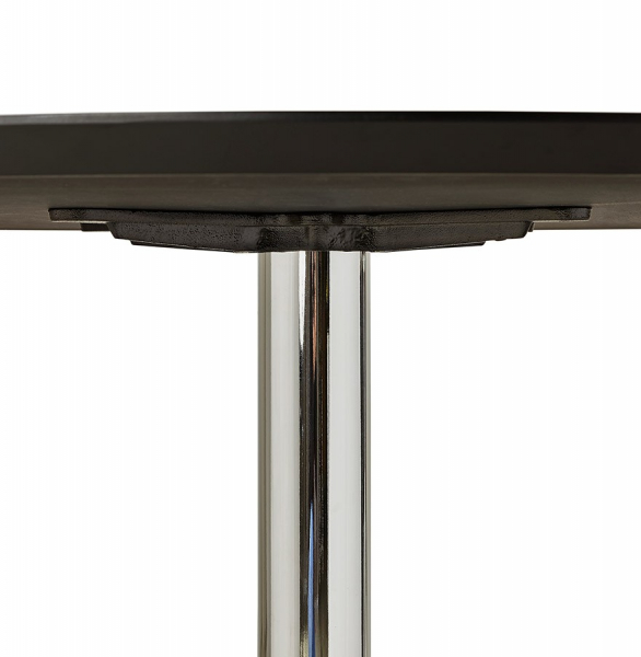 Masa rotunda neagra Bleta 90 cm MDF negru textura lemn, picior central crom otel, DT00700BL - Kokoon [6]