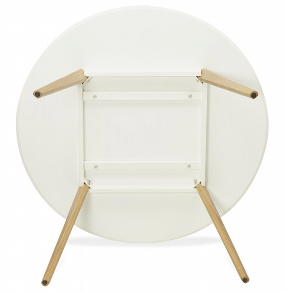 Masa rotunda dining Camden 120 cm stil scandinav, MDF alb mat / picioare stejar masiv, DT00420WH - Kokoon [10]
