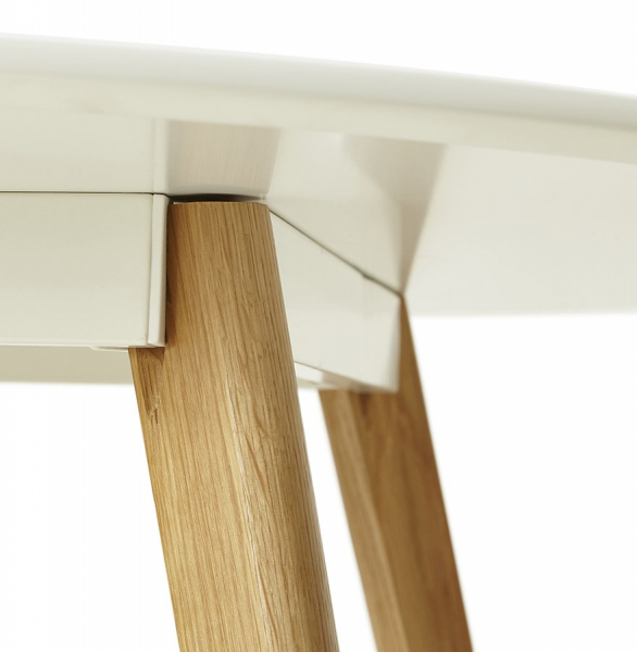 Masa rotunda dining Camden 120 cm stil scandinav, MDF alb mat / picioare stejar masiv, DT00420WH - Kokoon [6]
