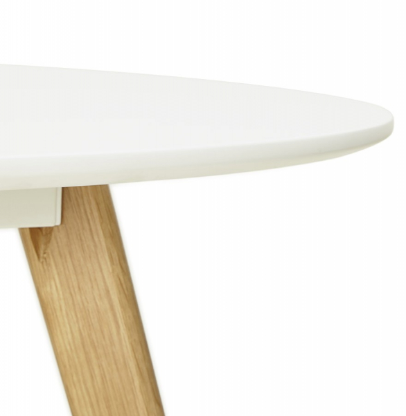 Masa rotunda dining Camden 120 cm stil scandinav, MDF alb mat / picioare stejar masiv, DT00420WH - Kokoon [5]