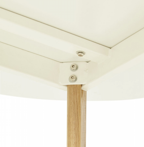 Masa rotunda dining Camden 120 cm stil scandinav, MDF alb mat / picioare stejar masiv, DT00420WH - Kokoon [7]