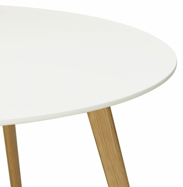 Masa rotunda dining Camden 120 cm stil scandinav, MDF alb mat / picioare stejar masiv, DT00420WH - Kokoon [4]