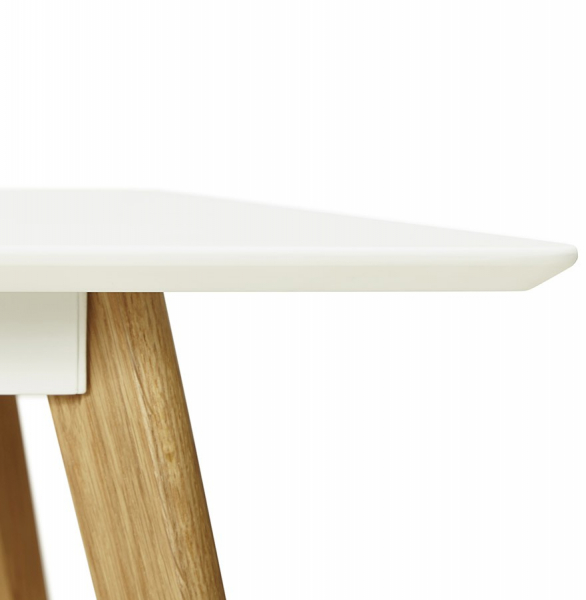 Masa dining Crush 160x90 cm stil scandinav MDF alb mat / picioare lemn stejar, DT00410WH - Kokoon [6]