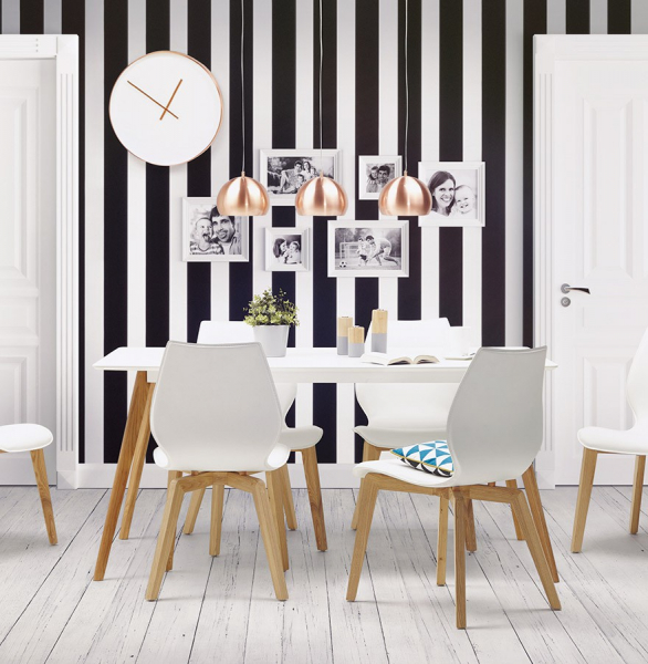 Masa dining Crush 160x90 cm stil scandinav MDF alb mat / picioare lemn stejar, DT00410WH - Kokoon [13]