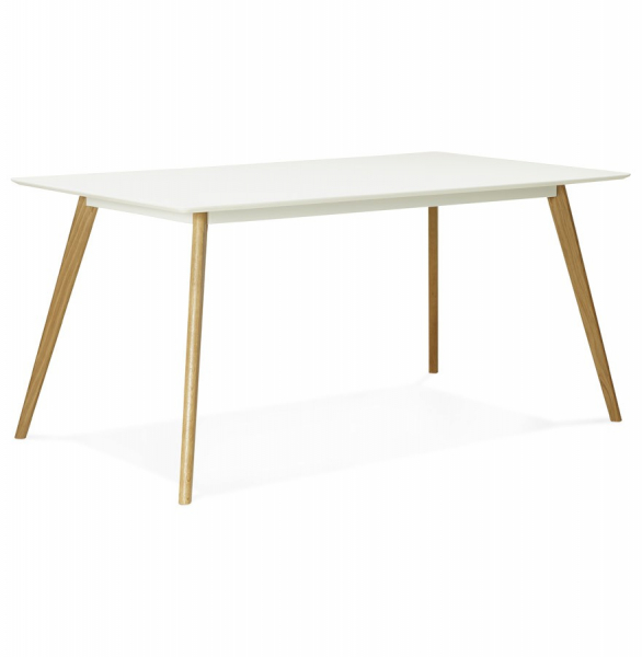 Masa dining Crush 160x90 cm stil scandinav MDF alb mat / picioare lemn stejar, DT00410WH - Kokoon [4]