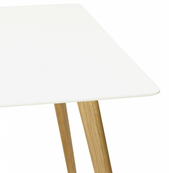 Masa dining Crush 160x90 cm stil scandinav MDF alb mat / picioare lemn stejar, DT00410WH - Kokoon [5]