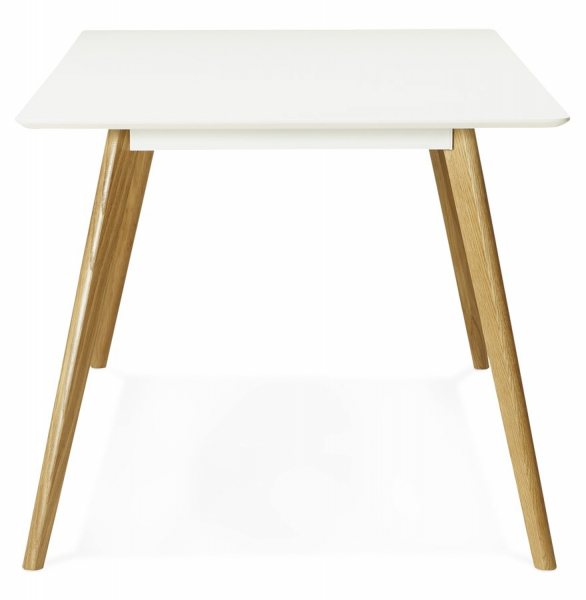 Masa dining Crush 160x90 cm stil scandinav MDF alb mat / picioare lemn stejar, DT00410WH - Kokoon [3]