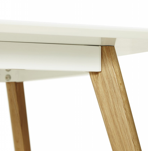 Masa dining Crush 160x90 cm stil scandinav MDF alb mat / picioare lemn stejar, DT00410WH - Kokoon [7]