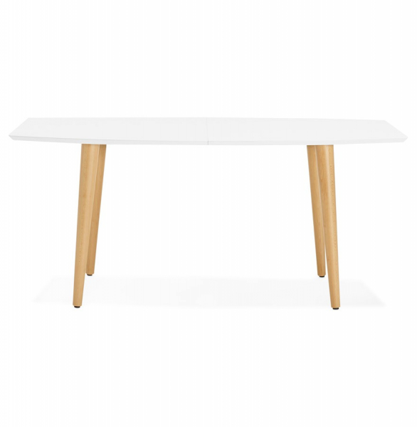 Masa dining extensibila alba Etenda 170-270x100 cm stil scandinav, MDF alb mat / picioare fag, DT00540WHNA - Kokoon [10]
