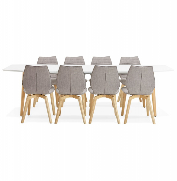 Masa dining extensibila alba Etenda 170-270x100 cm stil scandinav, MDF alb mat / picioare fag, DT00540WHNA - Kokoon [25]