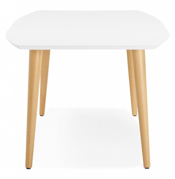 Masa dining extensibila alba Etenda 170-270x100 cm stil scandinav, MDF alb mat / picioare fag, DT00540WHNA - Kokoon [8]