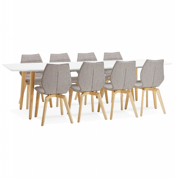 Masa dining extensibila alba Etenda 170-270x100 cm stil scandinav, MDF alb mat / picioare fag, DT00540WHNA - Kokoon [24]