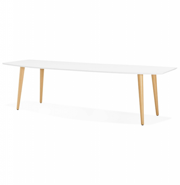 Masa dining extensibila alba Etenda 170-270x100 cm stil scandinav, MDF alb mat / picioare fag, DT00540WHNA - Kokoon [5]