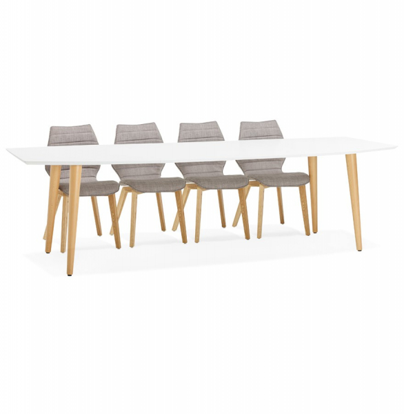 Masa dining extensibila alba Etenda 170-270x100 cm stil scandinav, MDF alb mat / picioare fag, DT00540WHNA - Kokoon [26]