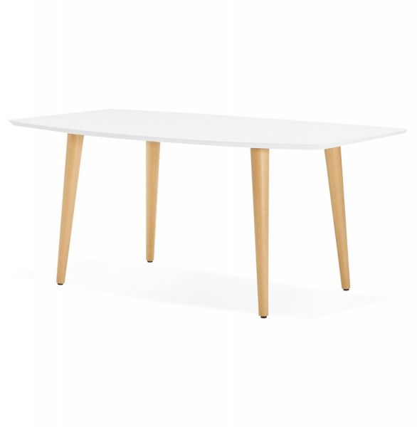 Masa dining extensibila alba Etenda 170-270x100 cm stil scandinav, MDF alb mat / picioare fag, DT00540WHNA - Kokoon [12]