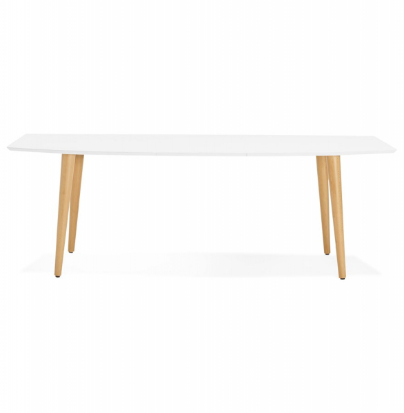 Masa dining extensibila alba Etenda 170-270x100 cm stil scandinav, MDF alb mat / picioare fag, DT00540WHNA - Kokoon [7]