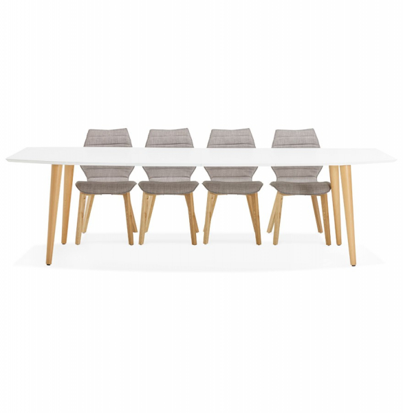 Masa dining extensibila alba Etenda 170-270x100 cm stil scandinav, MDF alb mat / picioare fag, DT00540WHNA - Kokoon [27]