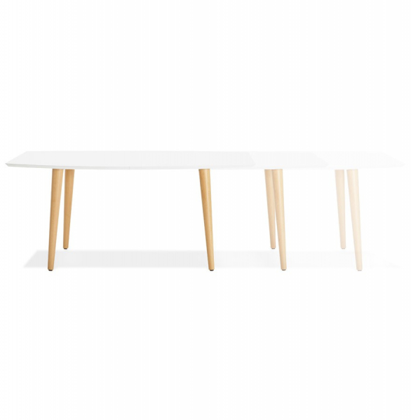 Masa dining extensibila alba Etenda 170-270x100 cm stil scandinav, MDF alb mat / picioare fag, DT00540WHNA - Kokoon [15]