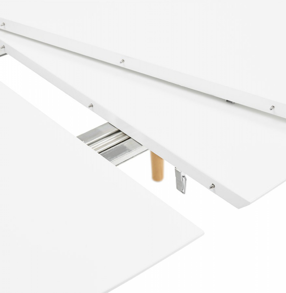 Masa dining extensibila alba Etenda 170-270x100 cm stil scandinav, MDF alb mat / picioare fag, DT00540WHNA - Kokoon [16]