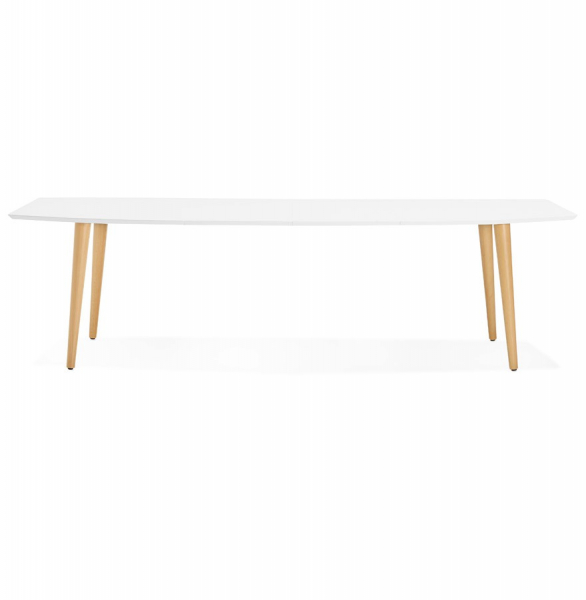 Masa dining extensibila alba Etenda 170-270x100 cm stil scandinav, MDF alb mat / picioare fag, DT00540WHNA - Kokoon [3]