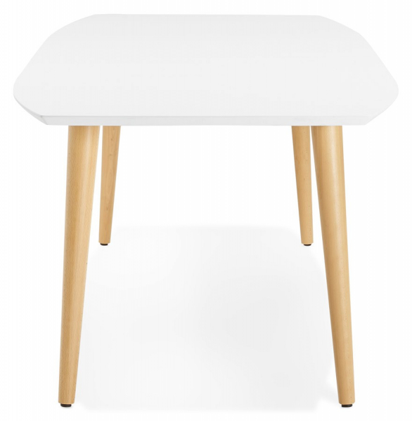 Masa dining extensibila alba Etenda 170-270x100 cm stil scandinav, MDF alb mat / picioare fag, DT00540WHNA - Kokoon [4]