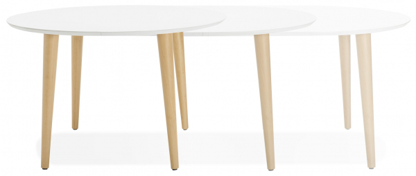 Masa de design extensibila Olga stil scandinav 120-220x100 cm MDF alb / picioare fag, DT00570WH - Kokoon [5]