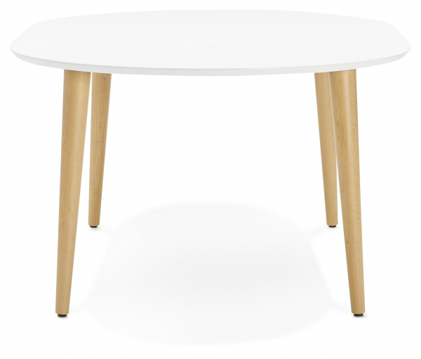 Masa de design extensibila Olga stil scandinav 120-220x100 cm MDF alb / picioare fag, DT00570WH - Kokoon [3]